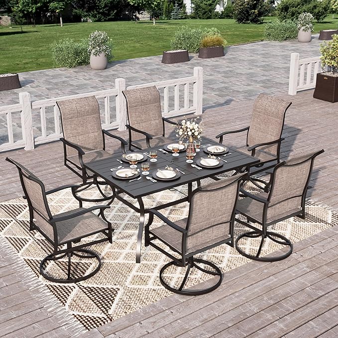 Outdoor Patio Dining Set of 9, 9 Piece Outdoor Table and Chairs Set of 1 Large Square Patio Table