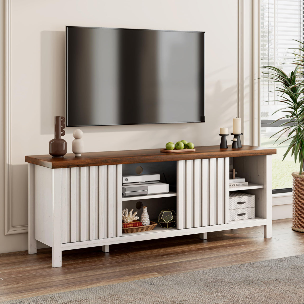 TV Stand for 55/60/65 inch TV, Modern Entertainment Center with Storage