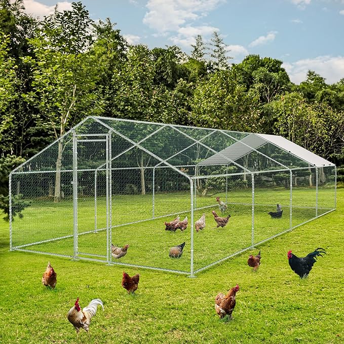 SafeRoost Metal Chicken Coop – Waterproof Outdoor Pen with PVC Mesh
