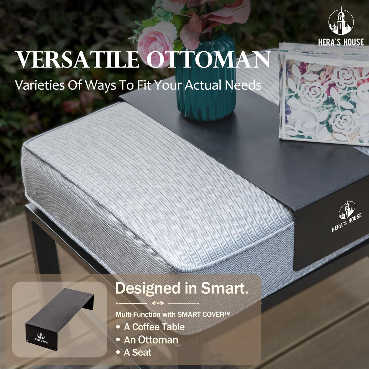 7 Piece Patio Furniture Set, 2 x Rocking Chair, 2 x Fixed Chair, 2 x Ottoman, 1 x 3-Seat Sofa