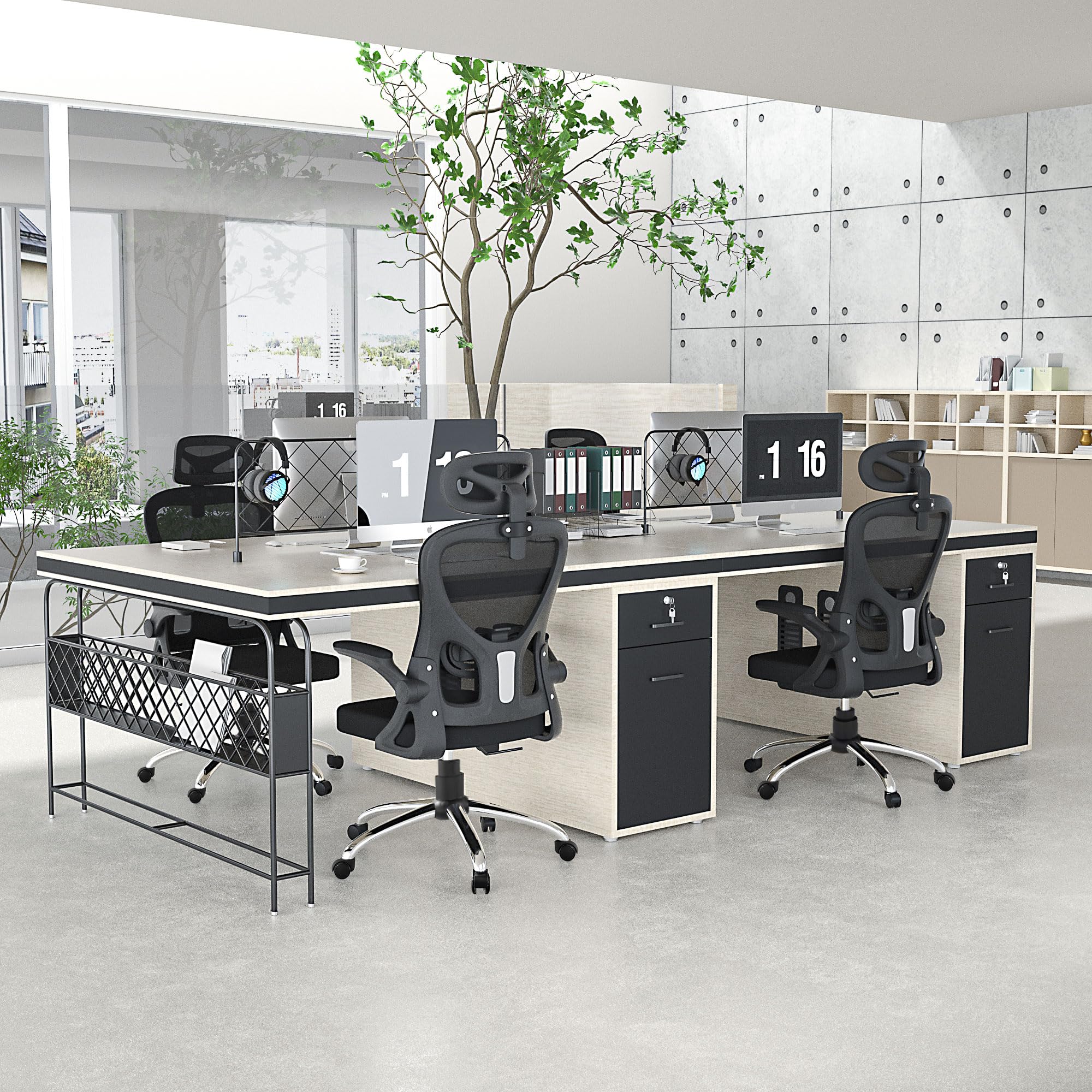 High Back Ergonomic Office Chair with Adjustable Headrest Armrest Mesh Lumbar