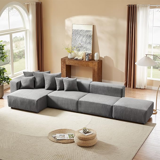 118.1" CurvaForm Modular Sectional Sofa – Modern Minimalist Couch in Beige