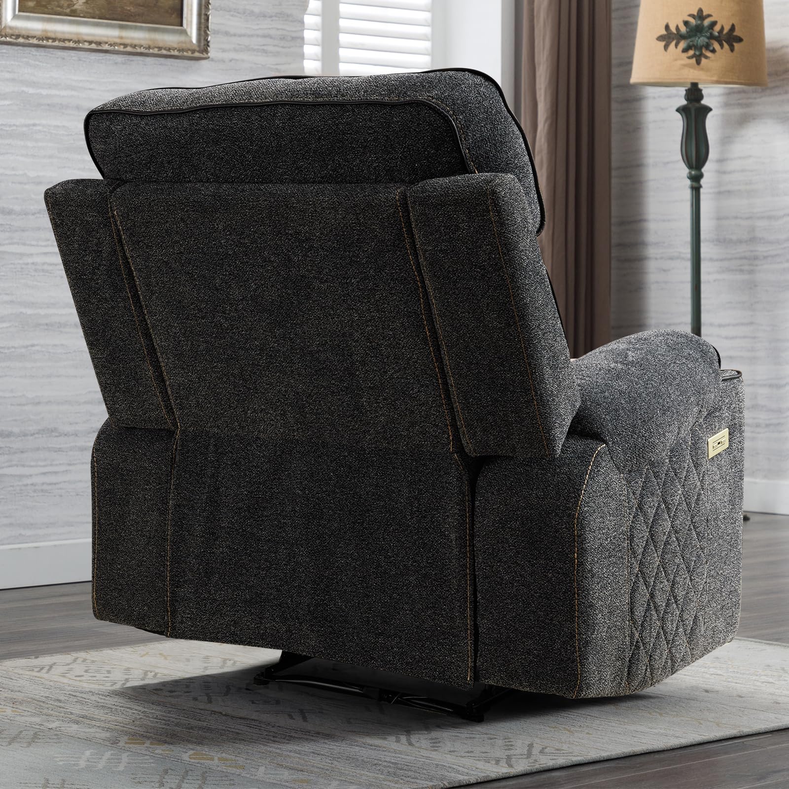 GridComfort Power Recliner Chair – USB Port, Cup Holder & Lattice Stitching