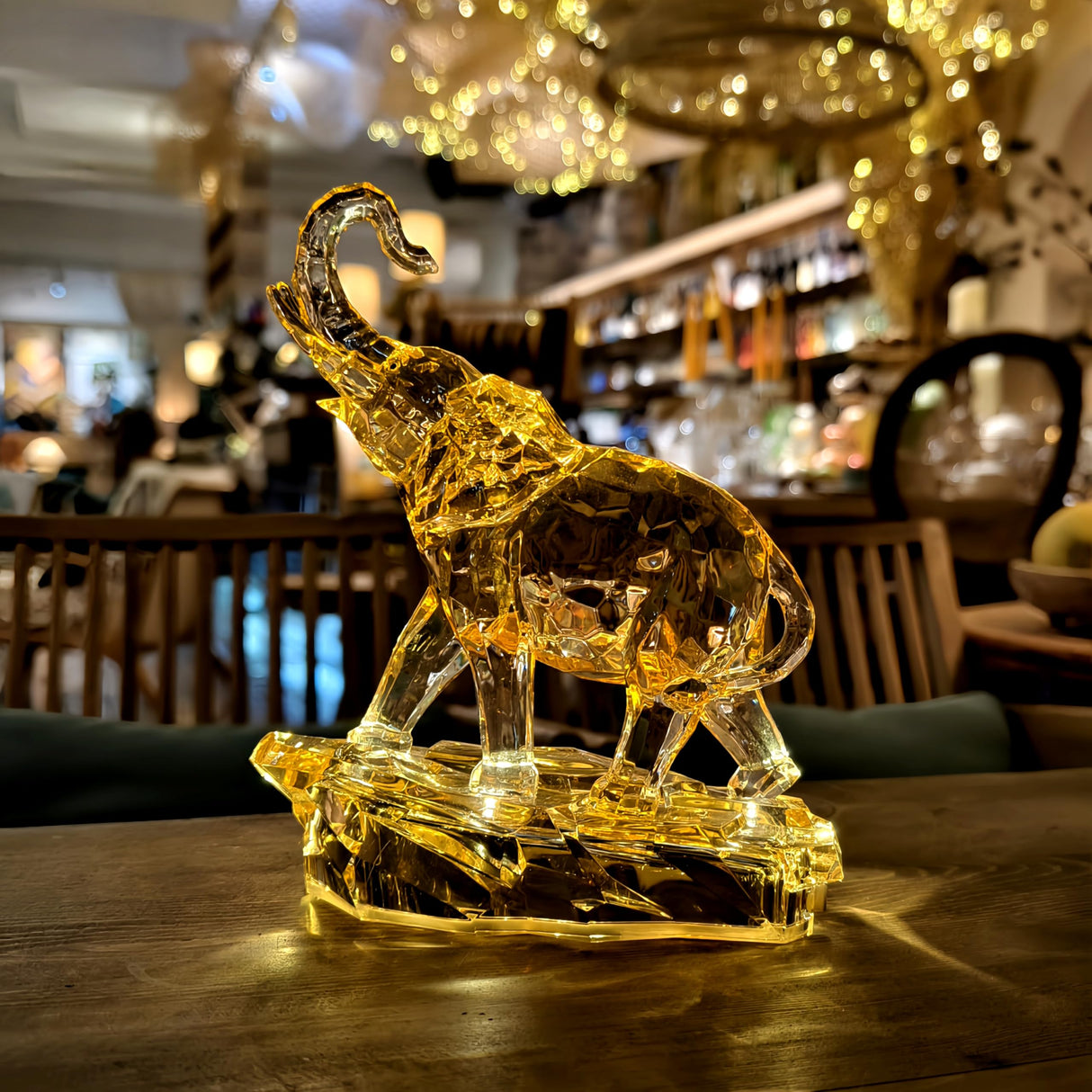 Amber Acrylic Elephant Figurine Luck Elephant Auspictious Feng Shui Elephant