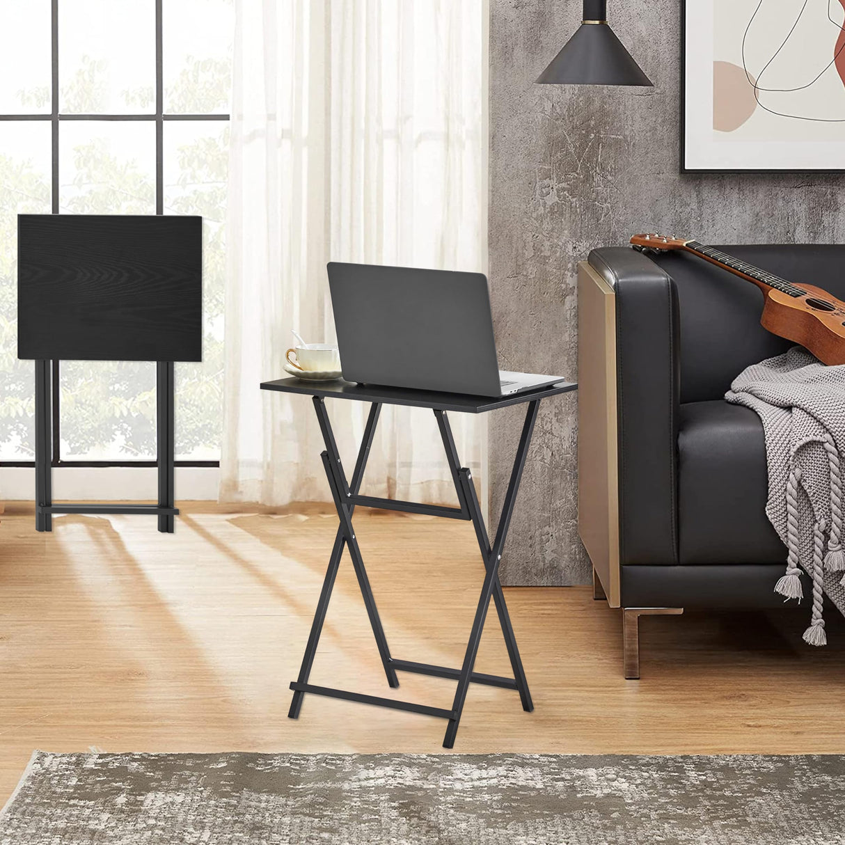 Folding TV Tray Set, No Assembly Required Table Set of 2