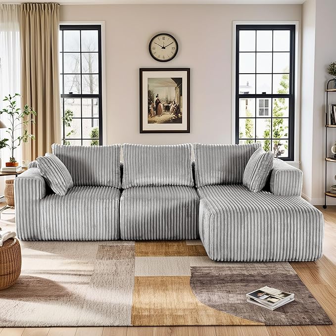 Modular Sectional Sofa with L-Shape Chaise, Cloud Sofa Living Room Bedroom Upholstered