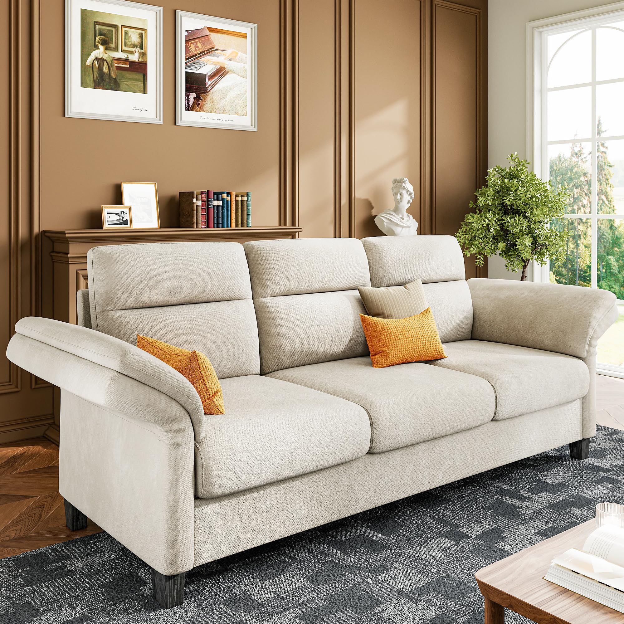 92 Inch Sofa, Comfy Lounge Couch with Adjustable armrests