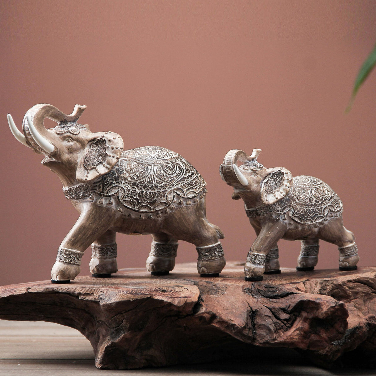 Elephant Statues Home Decor Accents - Elephant Figurines with Trunk Up Elephant