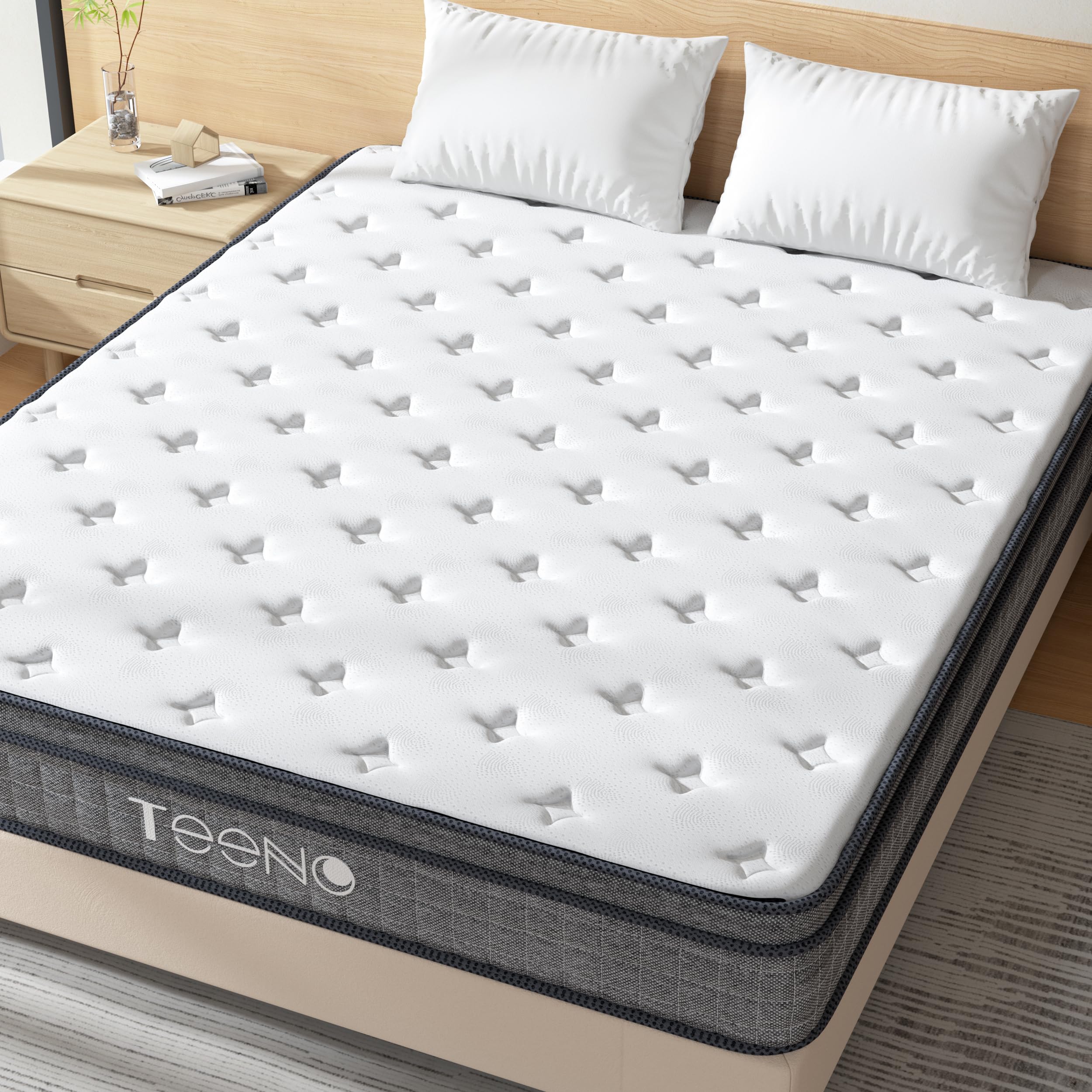 Queen Mattress, 12 Inch Gel Memory Foam Mattress, Pocket Coils Springs Hybrid Mattres