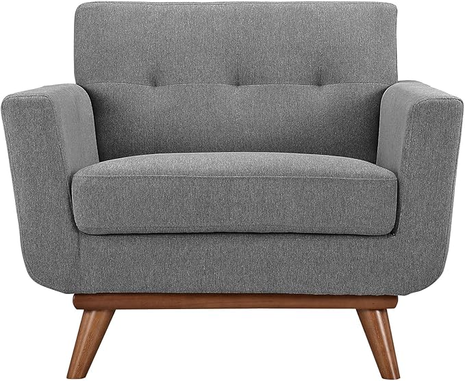 Engage Mid-Century Modern Upholstered Fabric Loveseat in Azure
