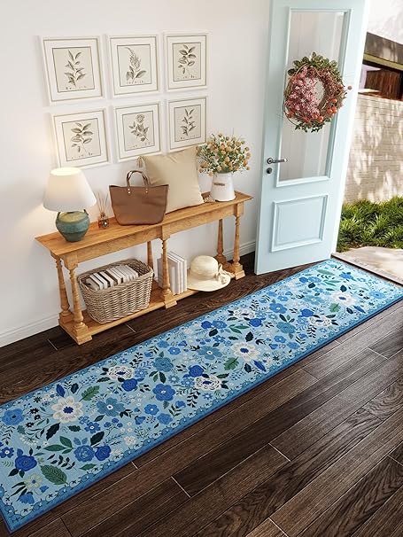 Boho Area Rug – Washable Floral Living Room Carpet, Non-Slip & Vintage Style