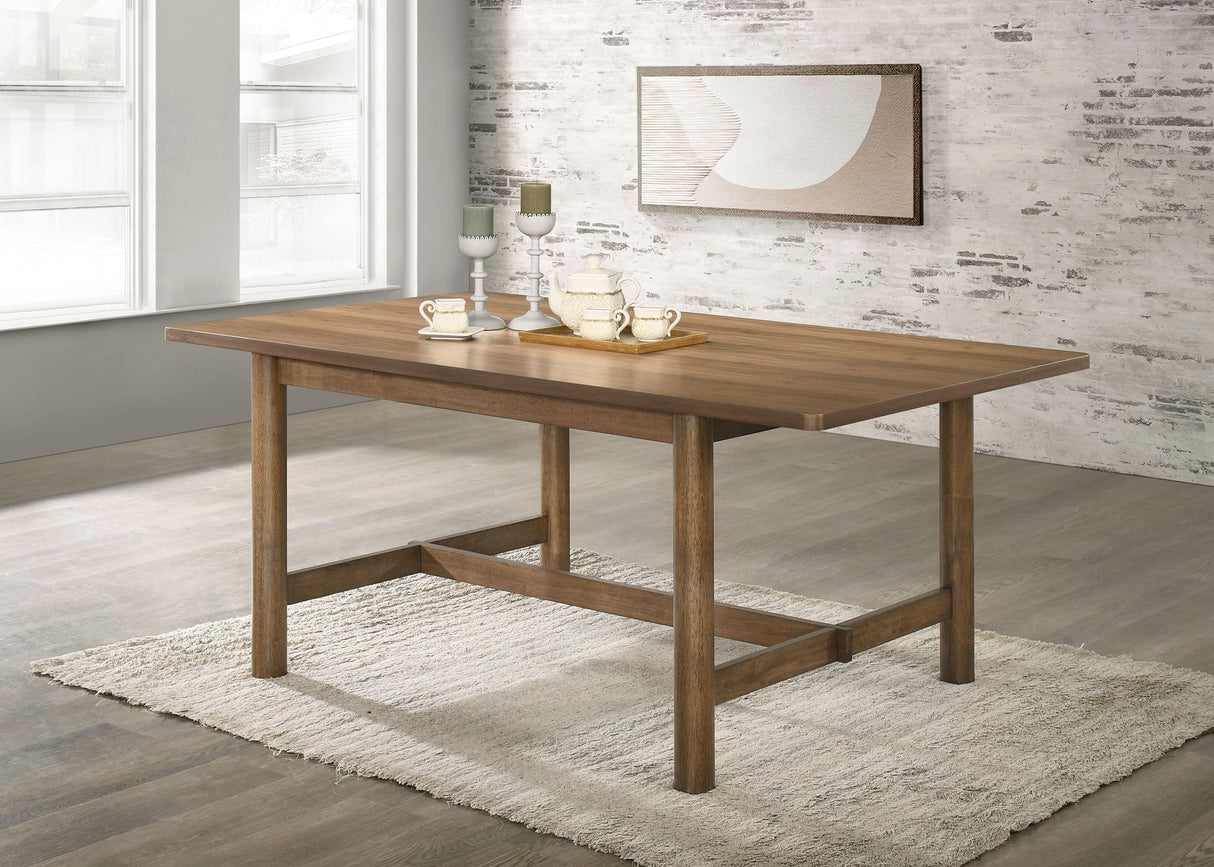 71-Inch Rectangular Dining Table with Trestle Base - Walnut Finish