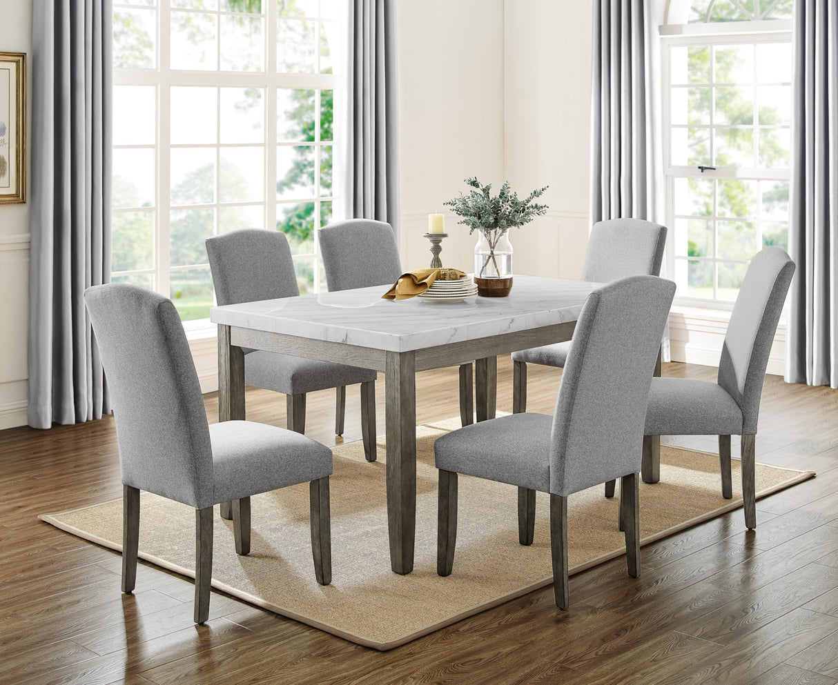 Emily Marble Dining Table - Transitional Style with Tapered Legs, 60x38 Inches
