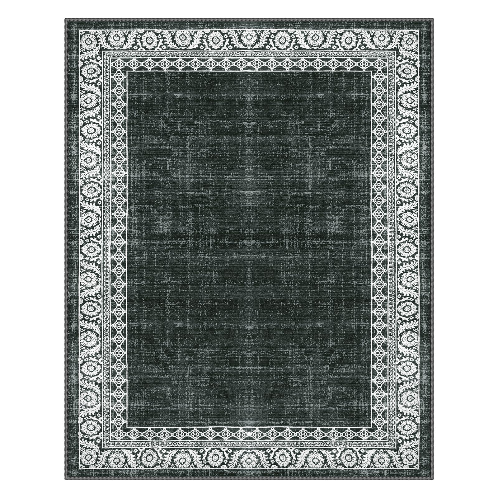 Washable 8x10 Area Rugs Black Rugs for Living Room,Large Soft Rug for Bedroom Non