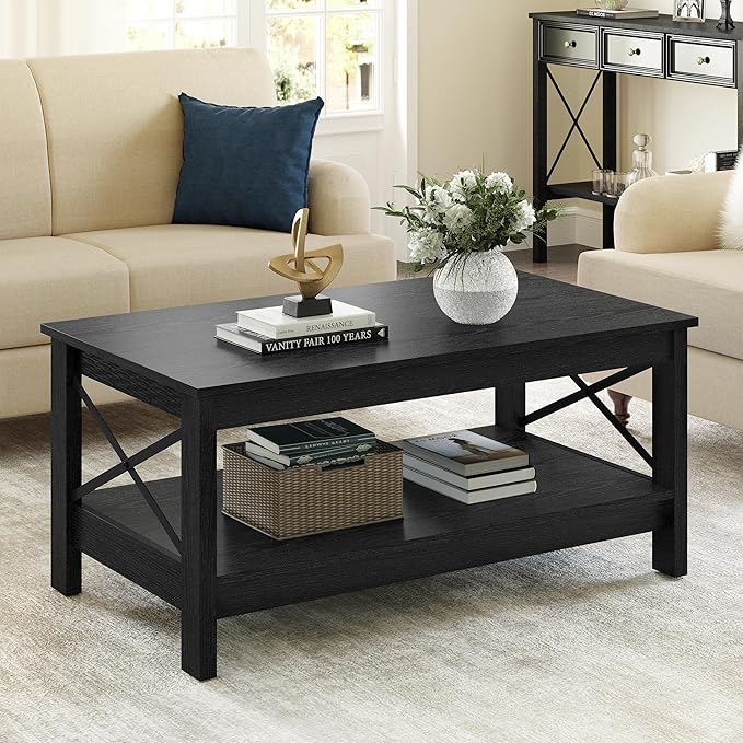 Coffee Table for Living Room, Modern Farmhouse Coffee Table with Storag