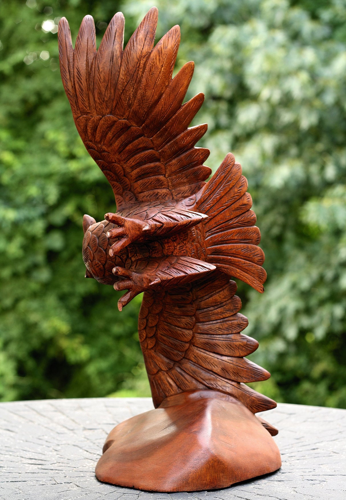 Extra Large Huge 20" Hand Carved Flying Wooden Owl Statue Figurine