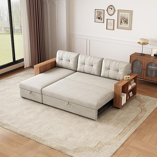Sleeper Sofa Couch with Pull Out Bed,L Shaped Sleeper Sofa