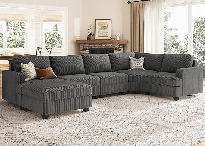 Sofa with Storage Ottoman, U Shape Sectional Couch with Chaise
