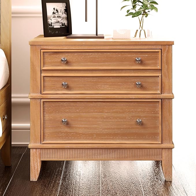 3-Drawer Nightstand,Modern Bedside Table for Bedroom