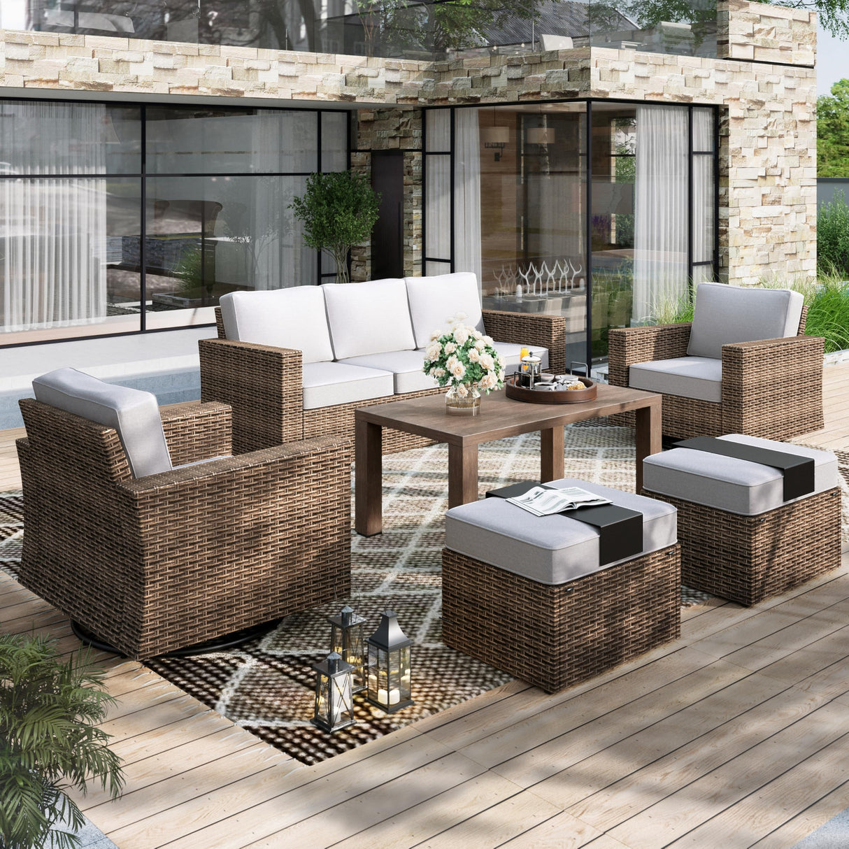 Patio Conversation Sets with 4.92" Wide Armrests