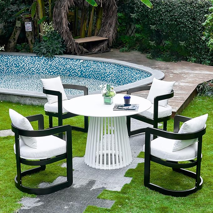 Patio Dining Chairs Set of 2, Modern Outdoor Dining Chairs with Cushions & Backrest