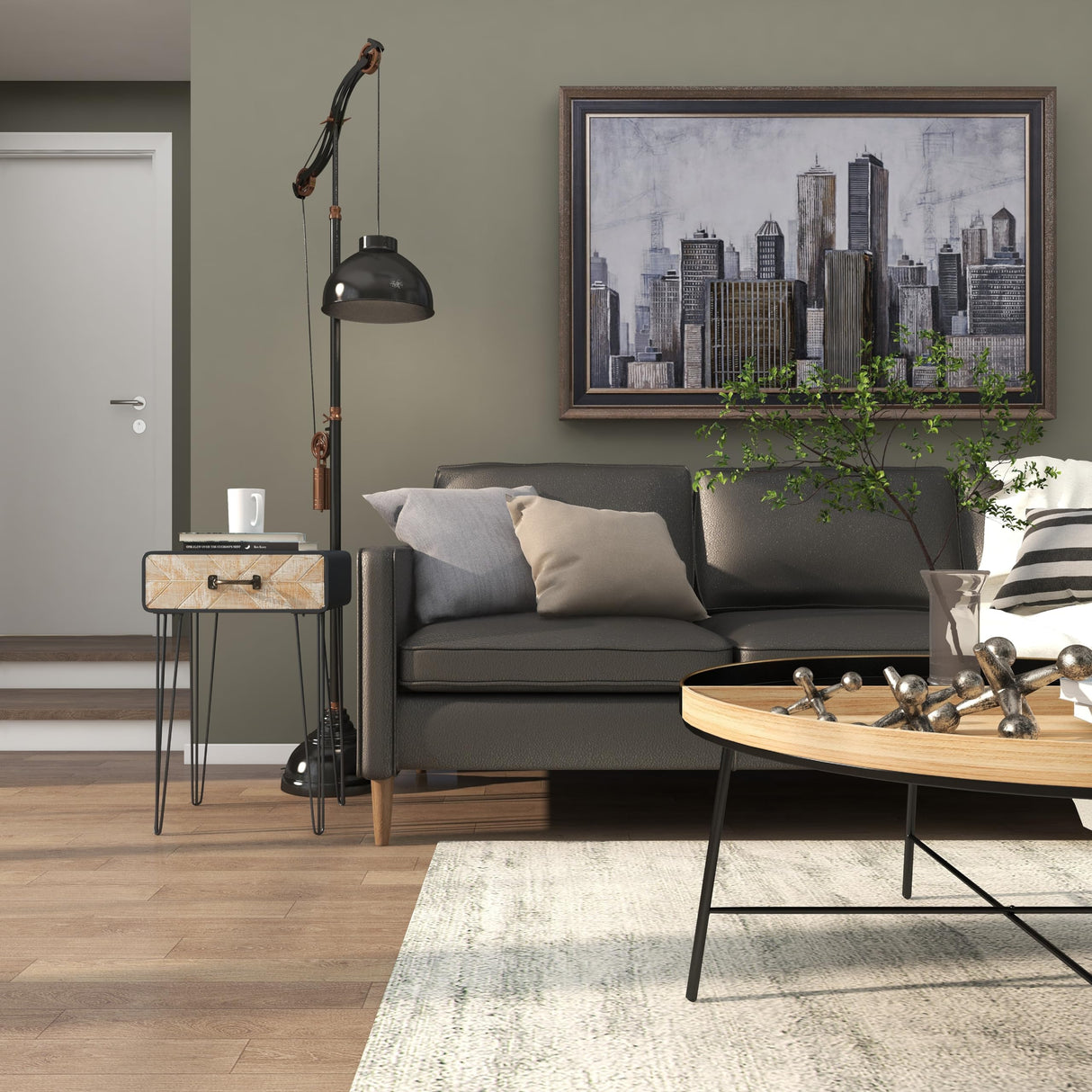 Metal Side End Accent Table Single Drawer End Table, Side Table 17" x 12" x 26", Black