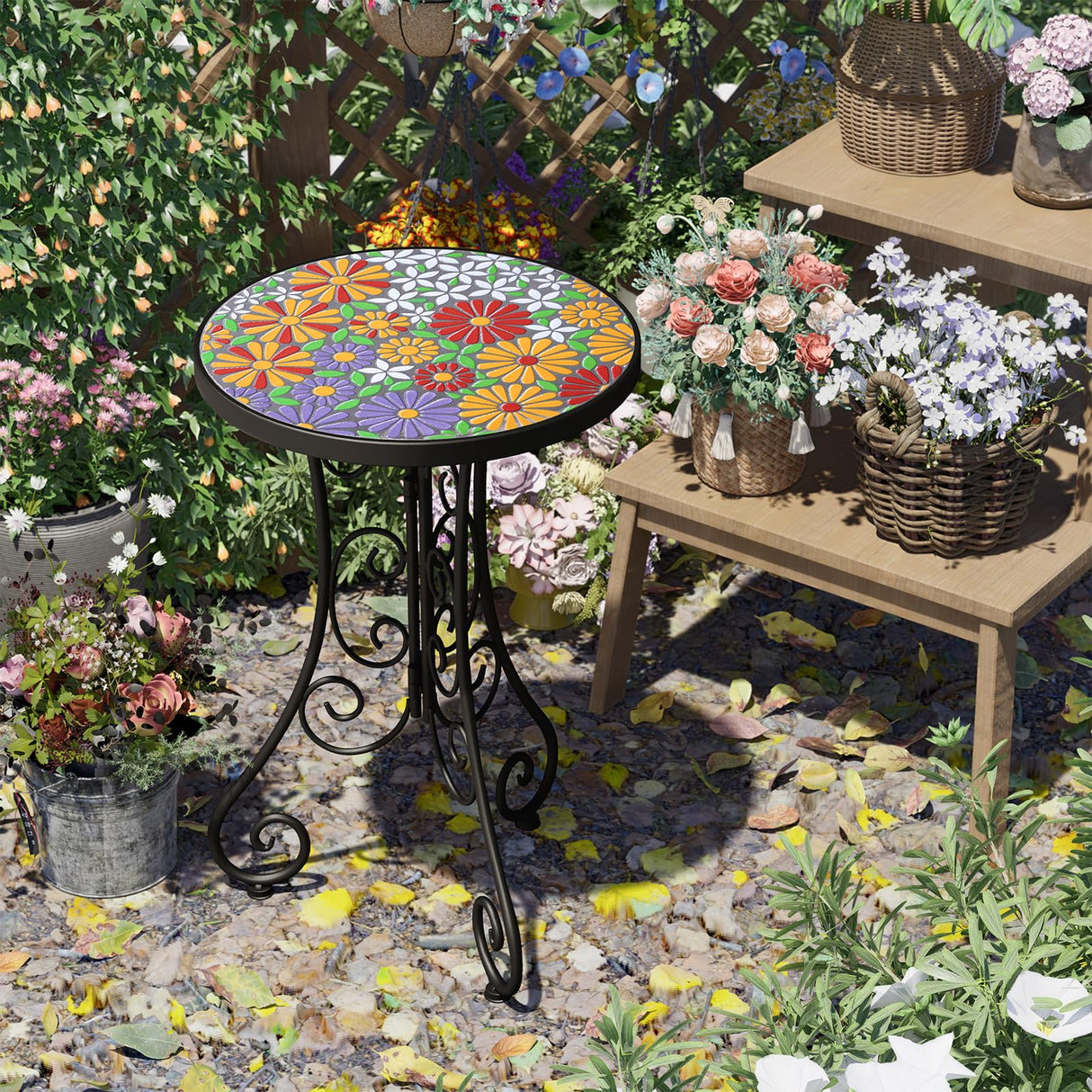 Mosaic Outdoor Side Table, Patio Side Table