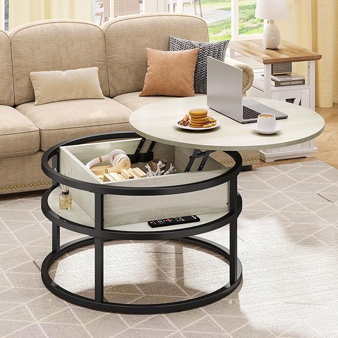 Coffee Tables for Living Room, Round Coffee Table, Lift Top Coffee Table