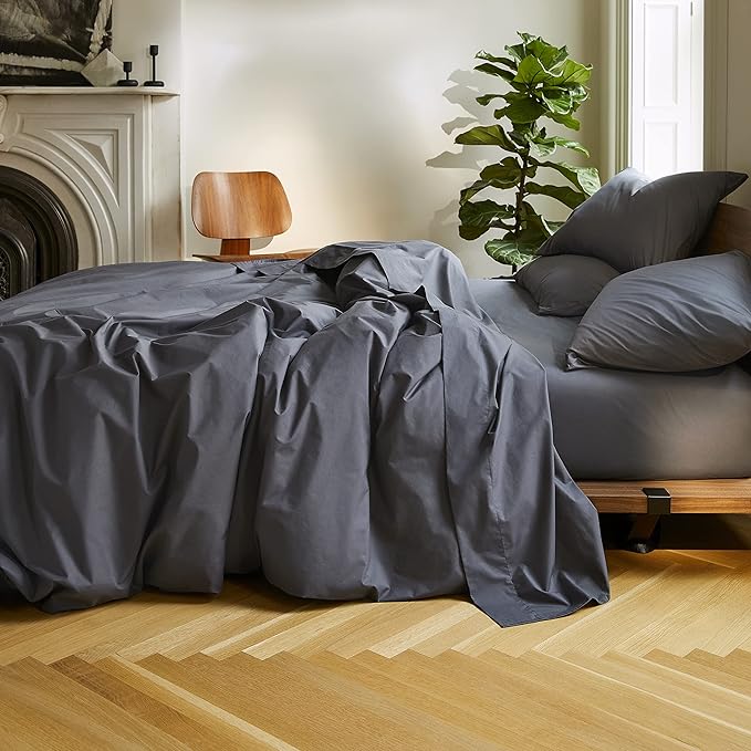 Percale Duvet Cover - 100% Cotton, Full/Queen Size in Abyss Blue