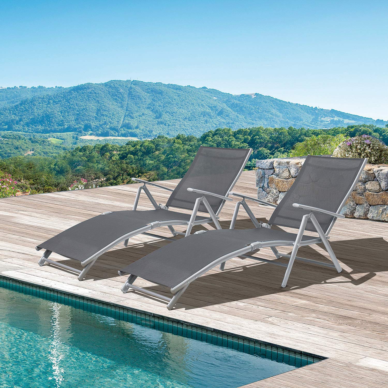 Outdoor Chaise Lounge Chairs Patio Furniture Adjustable Folding Recliner