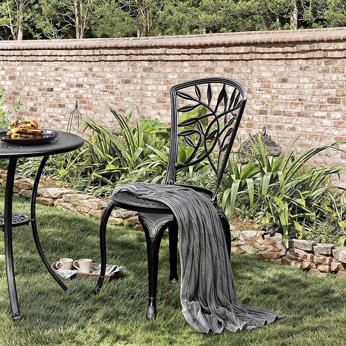 Outdoor Cast Aluminum Outdoor Chairs Set of 2, All-Weather Patio Dining Chair