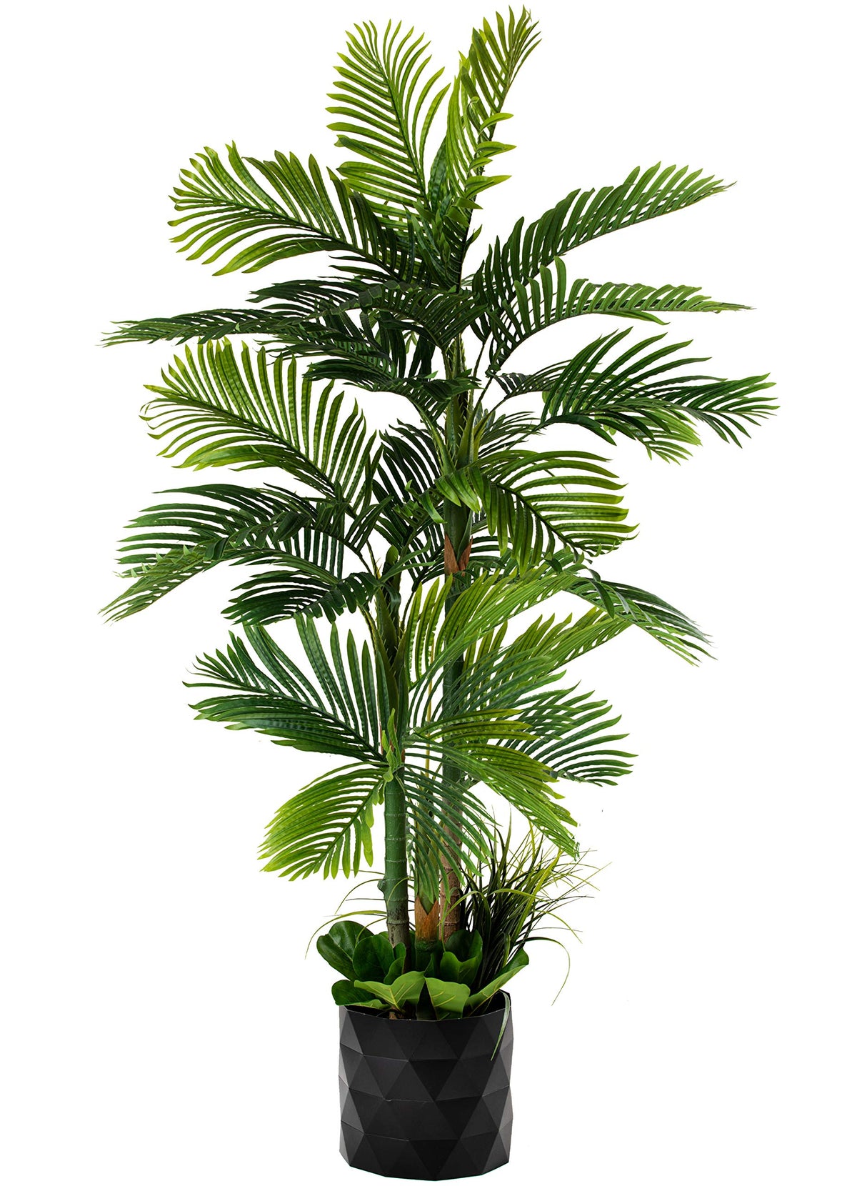 Deluxe 78" Golden Cane Palm Artificial Tree + Premium Fiddle Leaf Foliage