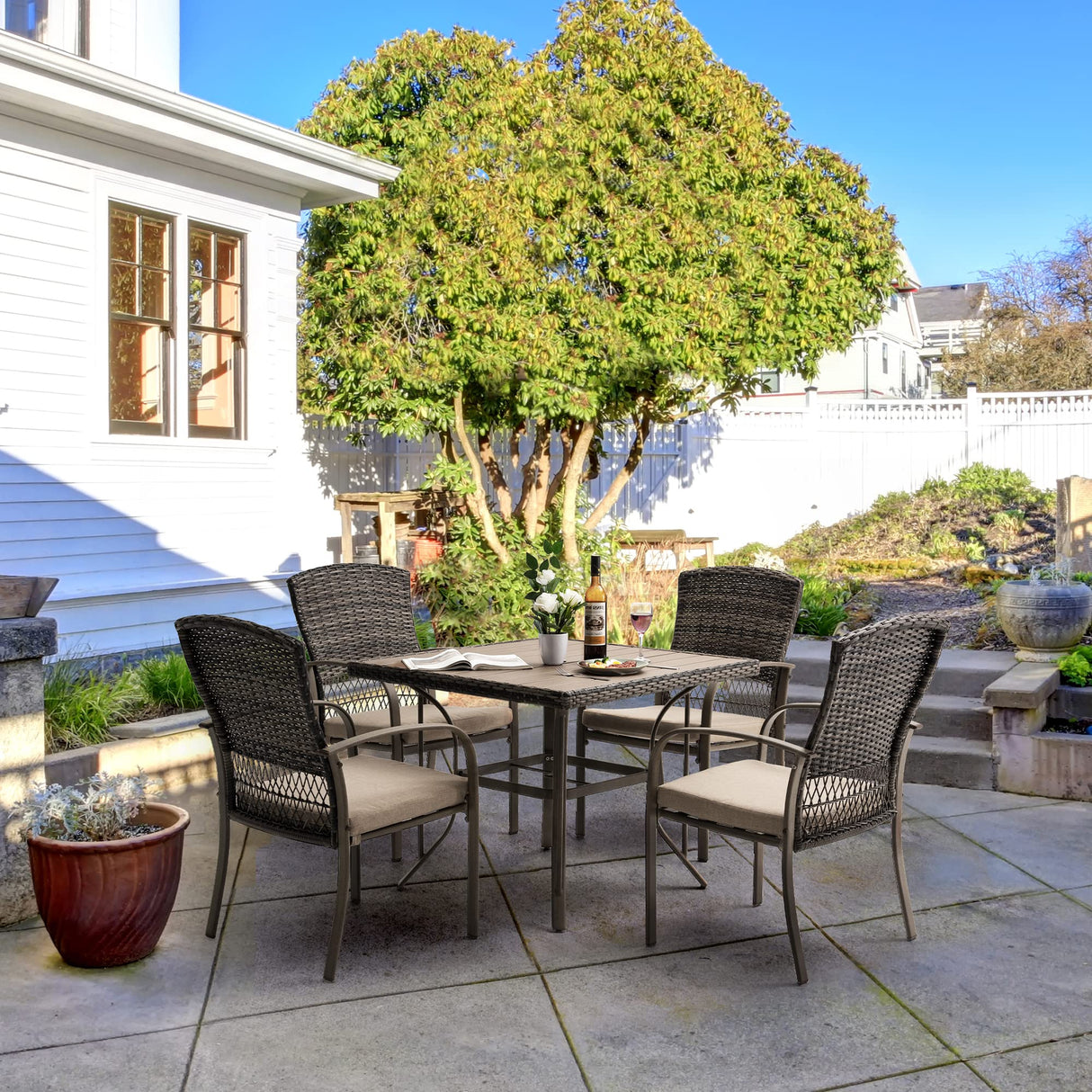 Patio Dining Set for 4, 5PCS Patio Table & Chair Set