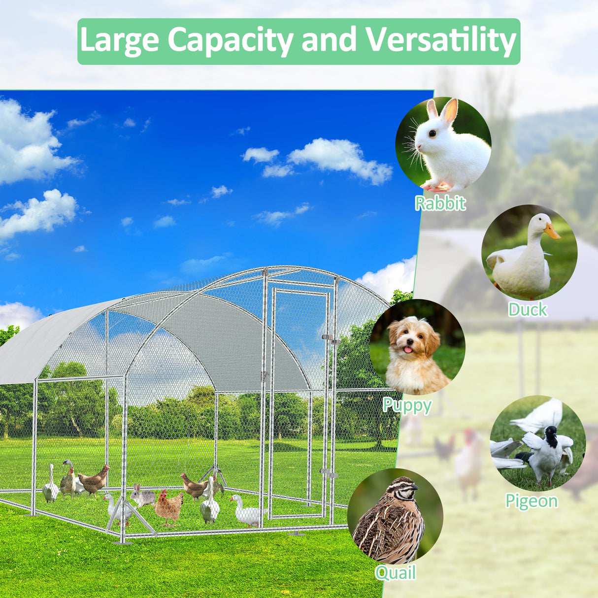 Wooden Large Chicken Coop, Multi-Level Hen House, Poultry Cage