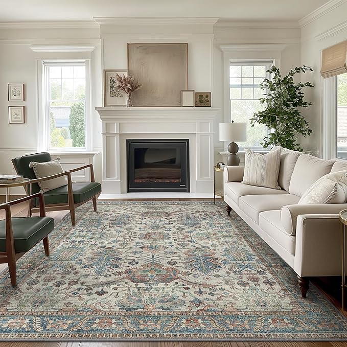 8x10 Area Rugs for Living Room, Machine Washable Rug Lightweight Low Pile