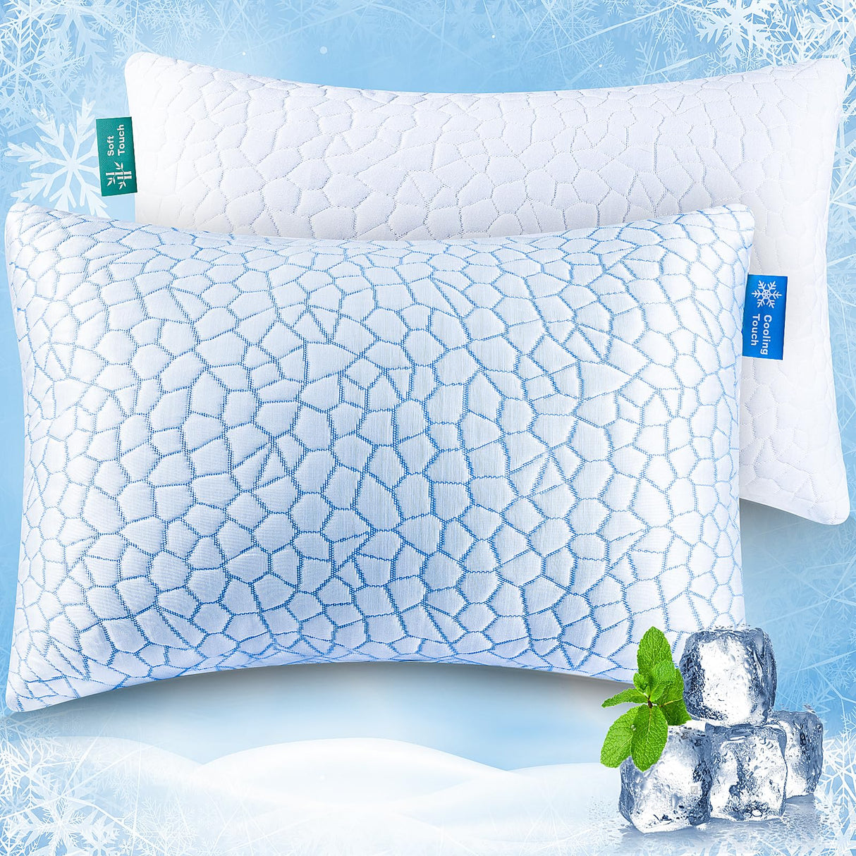 Memory Foam Pillows King Size Set of 2, Cooling Pillows