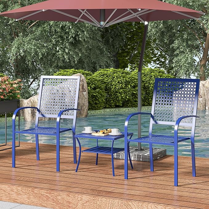 3 Pieces Patio Bistro Set, Outdoor Patio Furniture Set, Modern Patio Chairs with Table