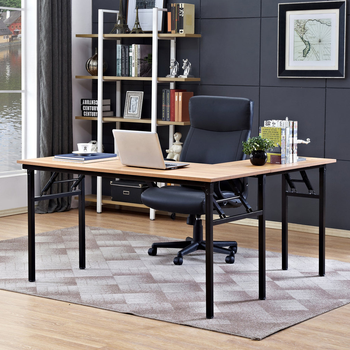 L Shaped Desk Folding Computer Desk, L Desk Home Office Desk