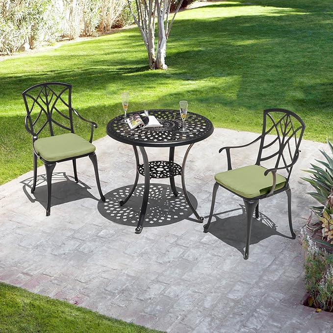 Bistro Set 3 Piece Outdoor All Weather Cast Aluminum Patio Bistro Set Patio Table and Chairs Set of 2