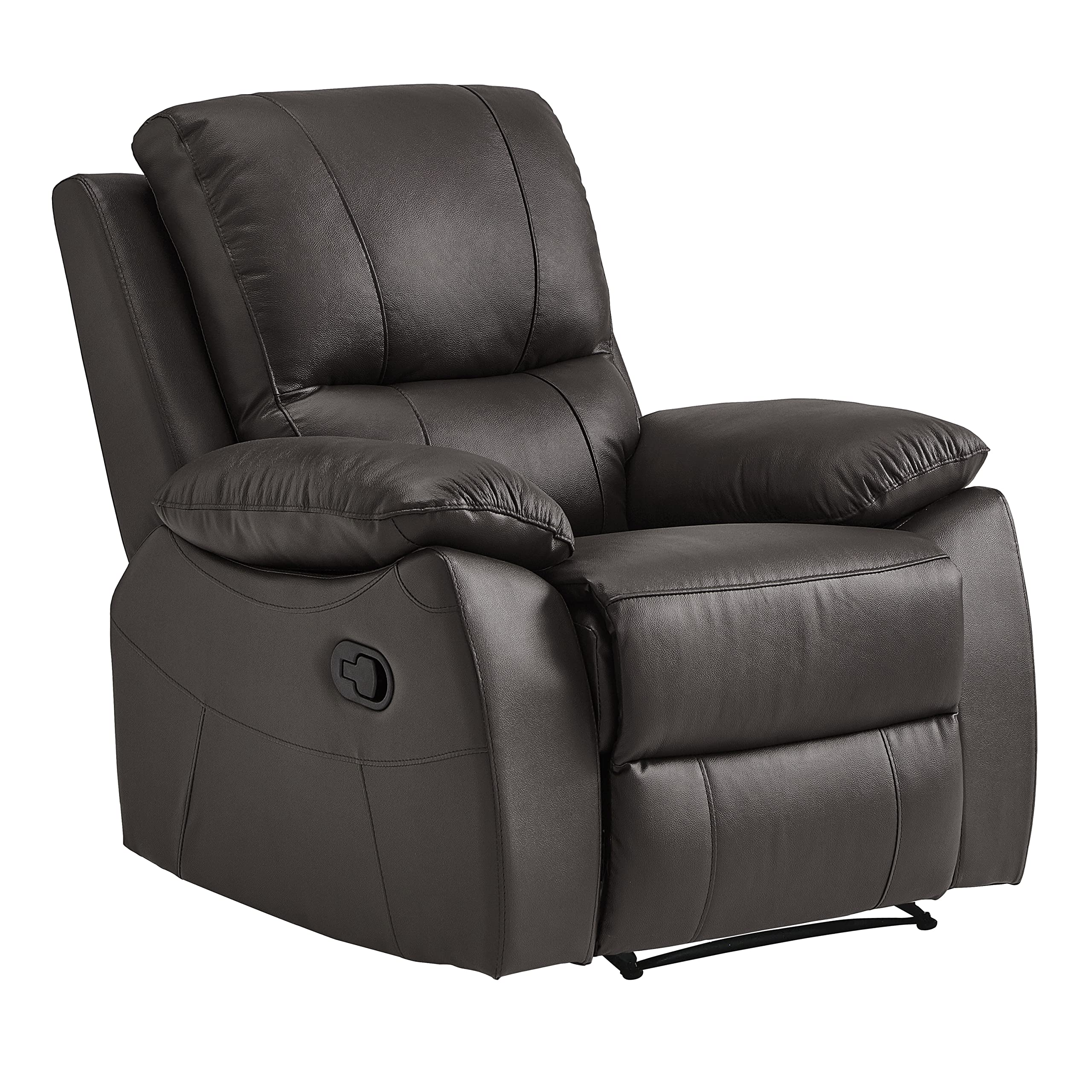 FlexEase Faux Leather Recliner – Pillow Top Arms & 3-Position Manual Recline