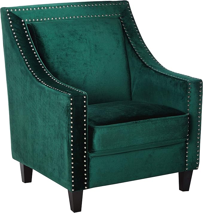 Camren Accent Club Chair Velvet Upholstered Swoop Arm Silver Nailhead Trim Espresso