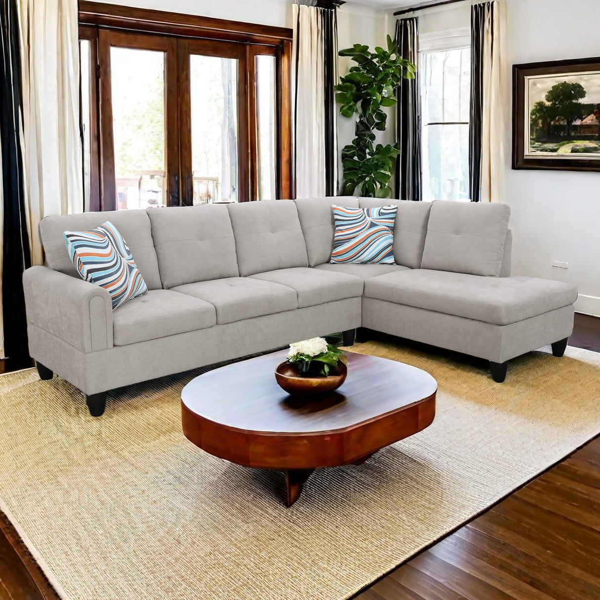 Sectional Couches for Living Room 2 Pieces Modern Sectional Sofa with Right Chaise