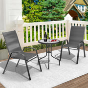 Large Patio Bistro Set 36" Table & 2 Chairs | Modern Metal Frame with Textilene Fabric