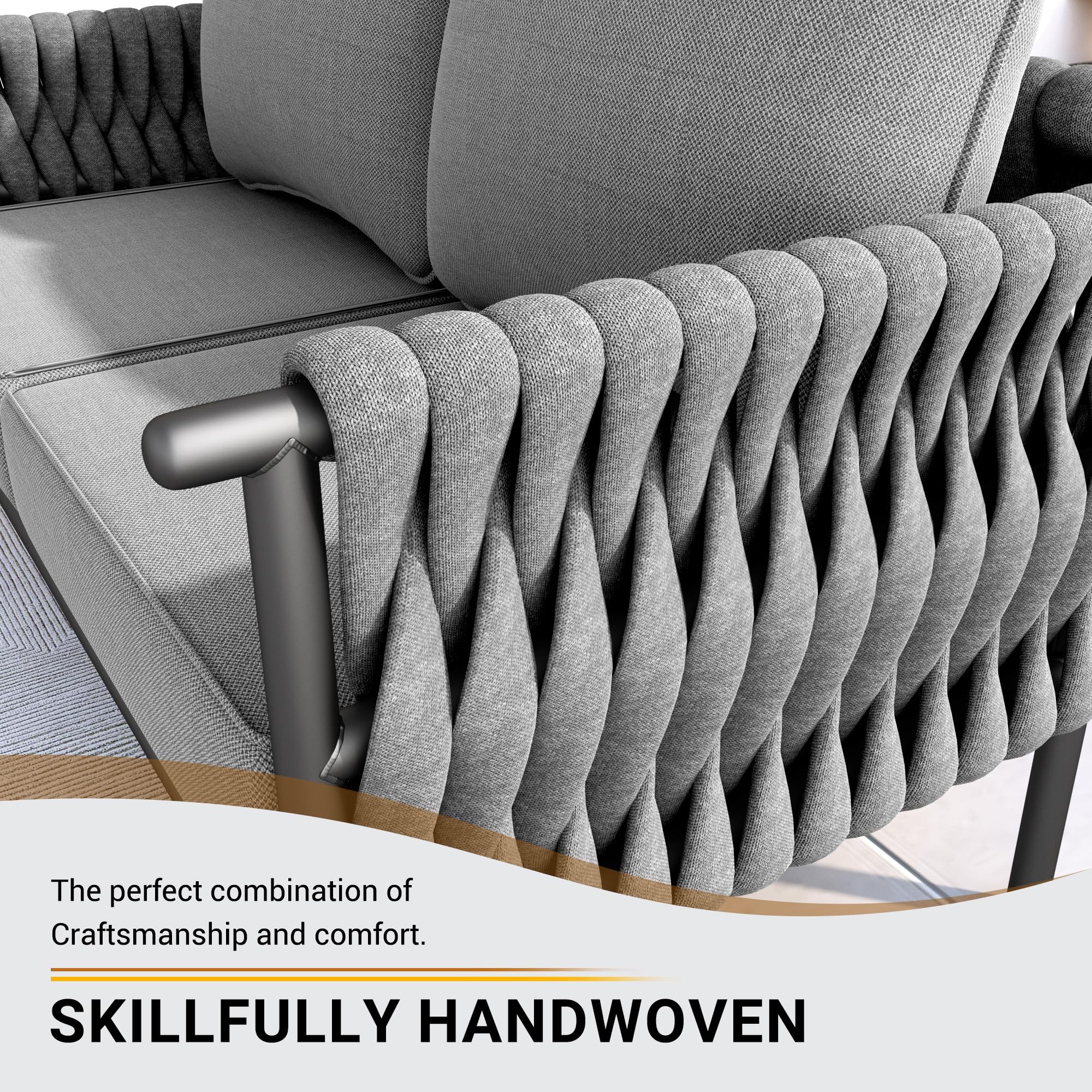 Metal Outdoor Patio Furniture Set, 4 Pieces Modern Outdoor Conversation Furniture Sets