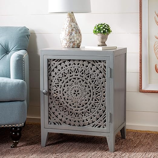 Thea 1 Door Carved Nightstand