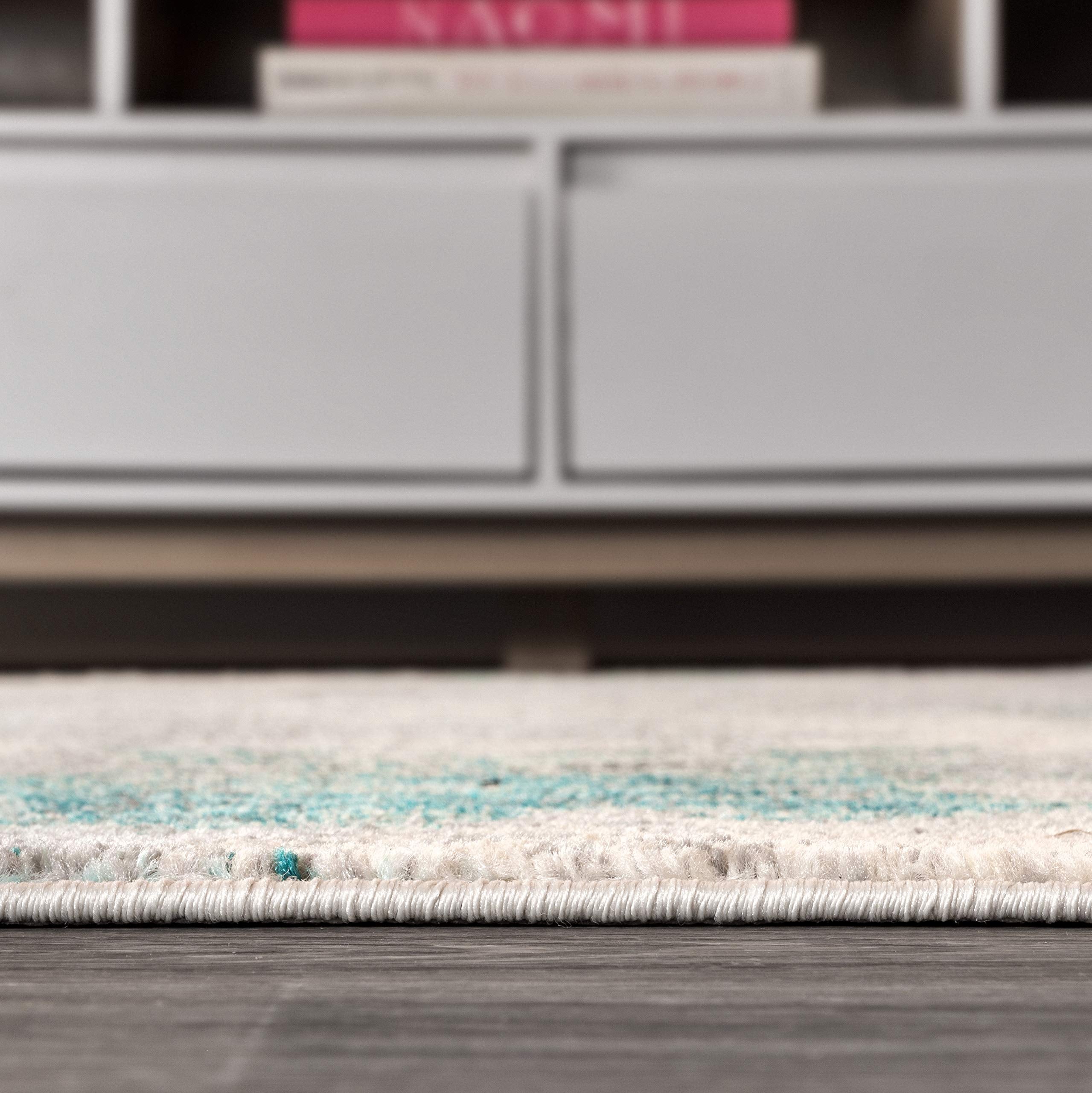 JONATHAN Y CTP104A-3 Contemporary POP Modern Abstract Vintage Indoor Area -rug, Transitional, Bohemian Easy -cleaning,Bedroom,Kitchen,Living Room,Non Shedding, Cream/Blue, 3 X 5