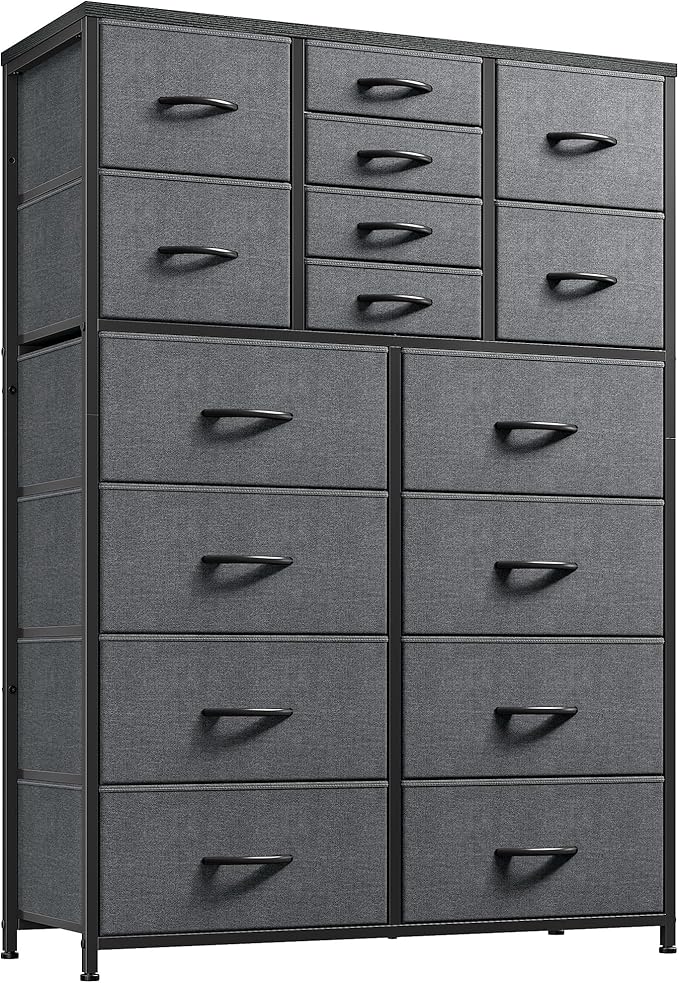 Tall Dresser for Bedroom with 16 Drawer, Fabric Bedroom Dressers & Chests of Drawers