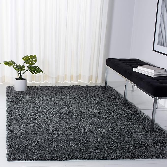 Shag Collection Area Rug - 10' x 14', Taupe, Solid Design, Non-Shedding & Easy Care, 1.8