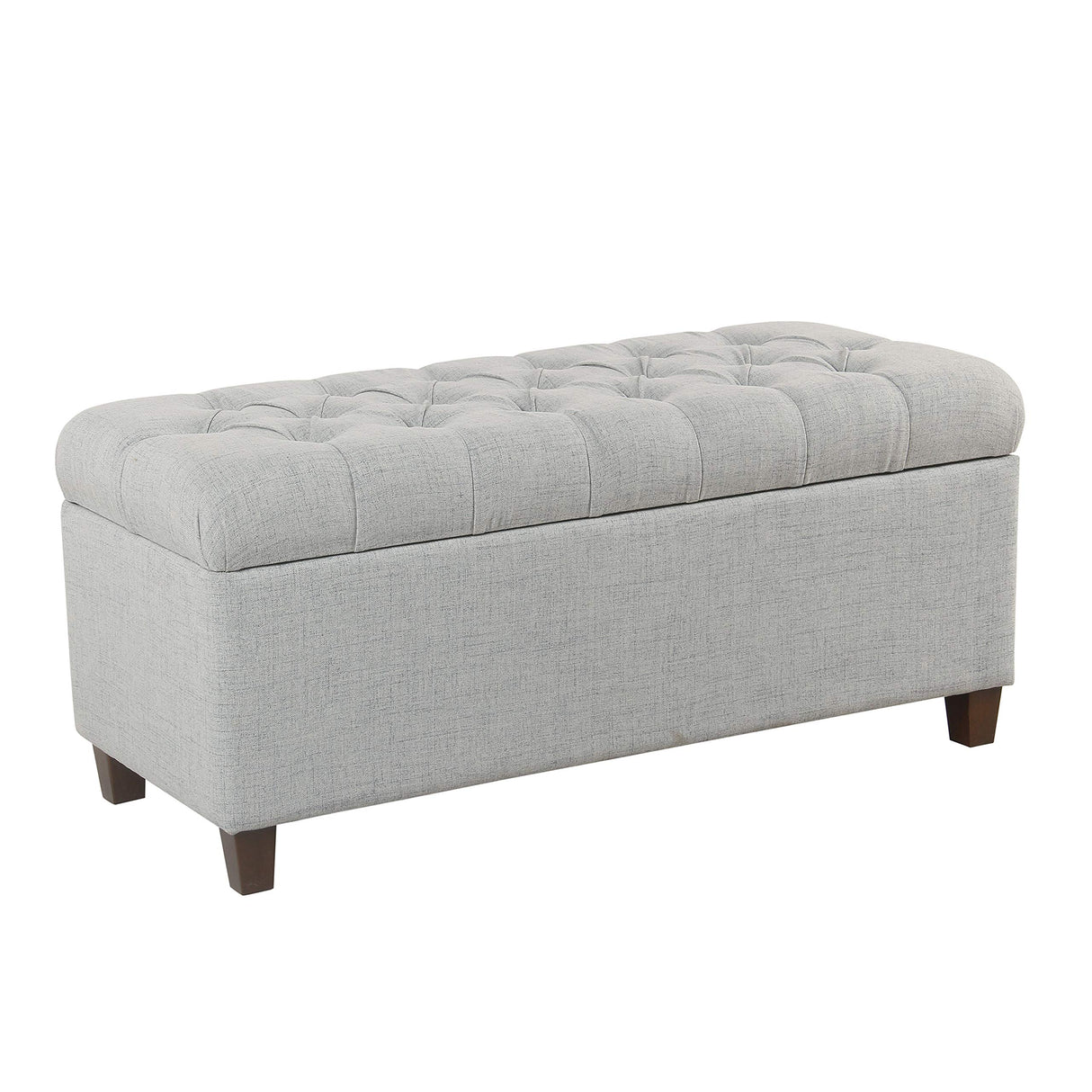 Fabric Upholstered Button Tufted Wooden Bench with Hinged Storage