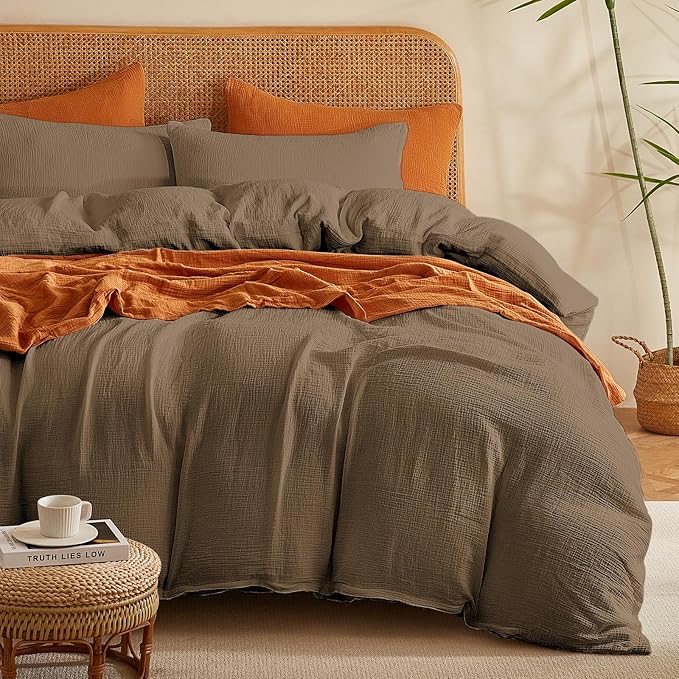 Muslin Duvet Cover Set, 100% Washed Cotton Duvet Cover Queen Size